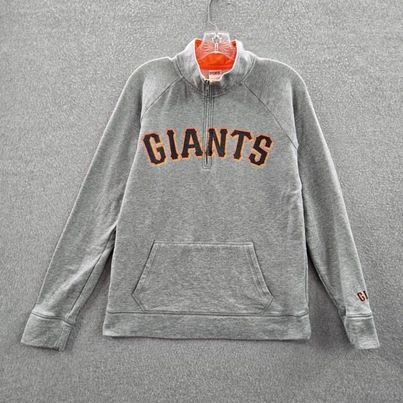 San Francisco Giants Women Sweatshirt Medium Gray PINK Victoria's Secret Dugout - Picture 1 of 10